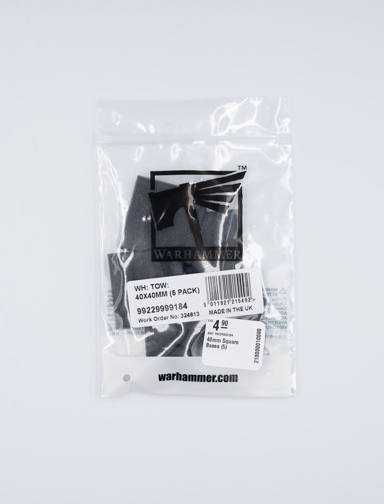 Games Workshop Warhammer Games Workshop - Citadel Bases: 40mm Square Bases (5)