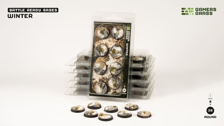 Gamers Grass GamersGrass: Bases - Winter - Round 28mm - Battle Ready (8)