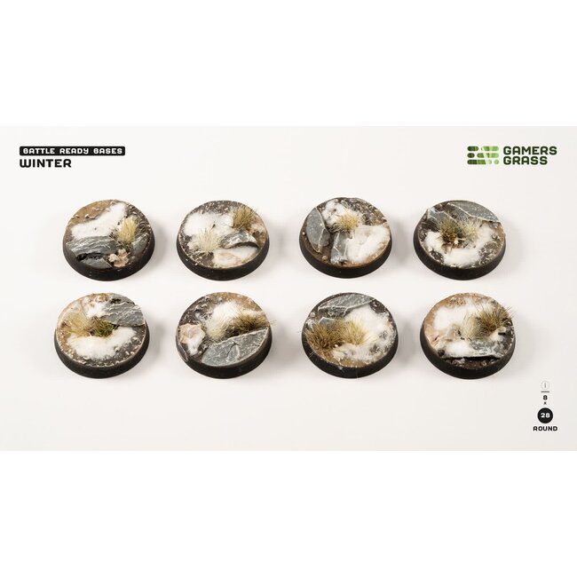 Gamers Grass GamersGrass: Bases - Winter - Round 28mm - Battle Ready (8)