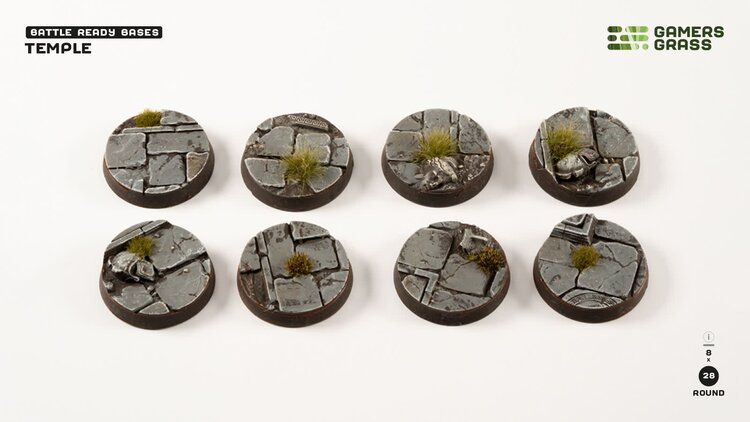 Gamers Grass GamersGrass: Bases - Temple - Round 28mm - Battle Ready (8)