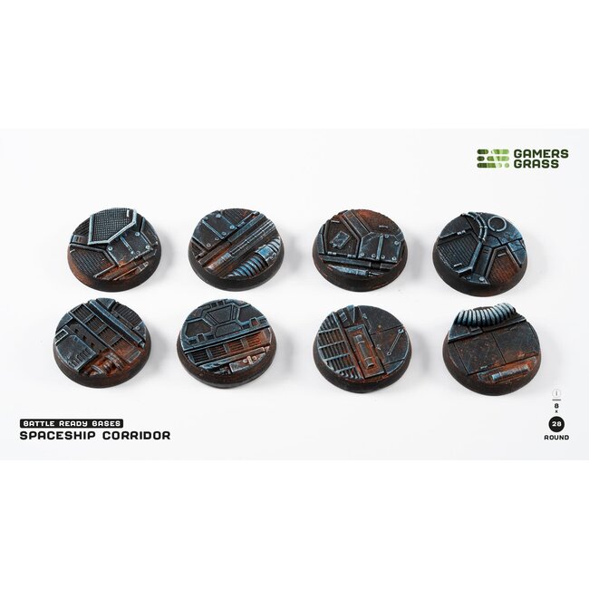 Gamers Grass GamersGrass: Bases - Spaceship Corridor - Round 28mm - Battle Ready (8)
