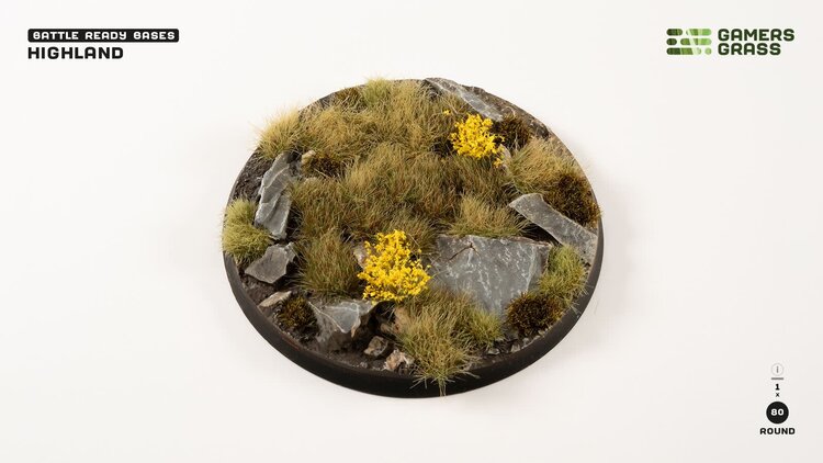 Gamers Grass GamersGrass: Bases - Highland - Round 80mm - Battle Ready (1)