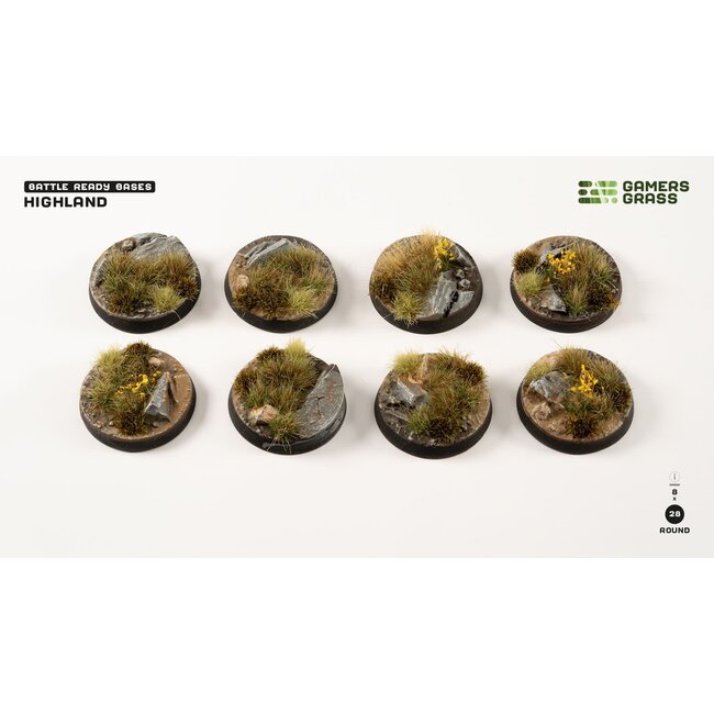 Gamers Grass GamersGrass: Bases - Highland - Round 28mm - Battle Ready (8)