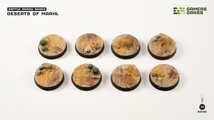 Gamers Grass GamersGrass: Bases - Deserts of Maahl - Round 28mm - Battle Ready (8)