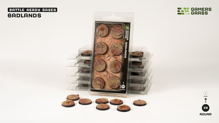 Gamers Grass GamersGrass: Bases - Badlands - Round 28mm - Battle Ready (8)
