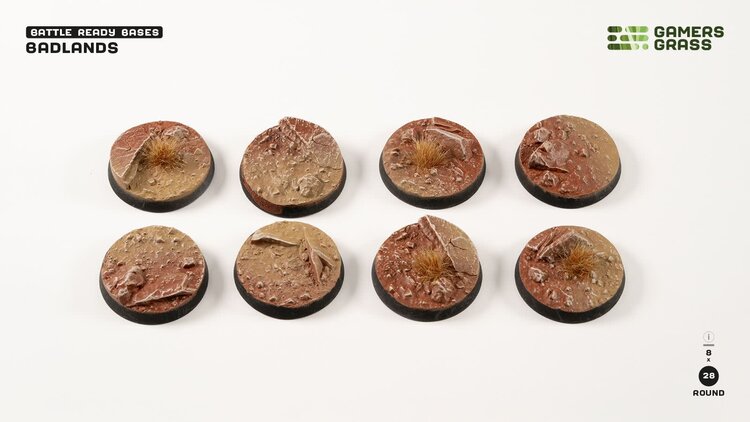 Gamers Grass GamersGrass: Bases - Badlands - Round 28mm - Battle Ready (8)