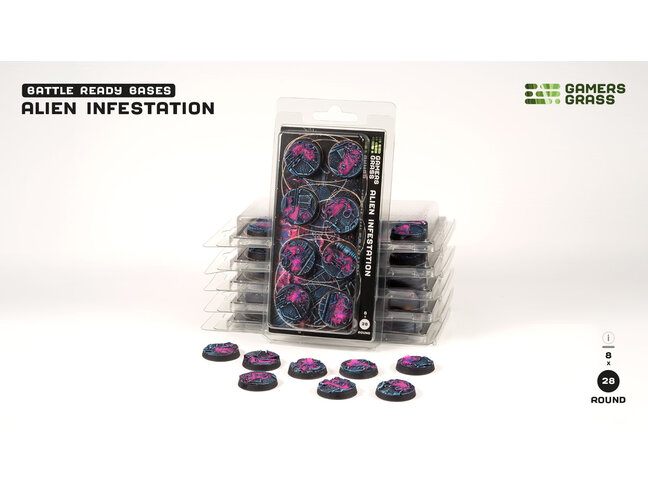 Gamers Grass Alien Infestation - Round 28mm - Battle Ready (8)