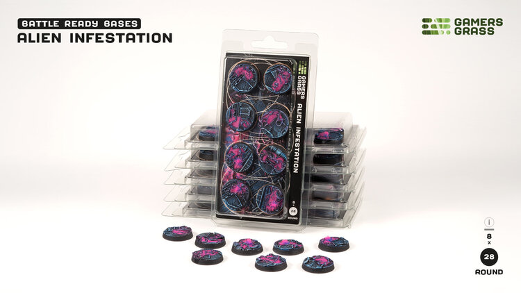 Gamers Grass GamersGrass: Bases - Alien Infestation - Round 28mm - Battle Ready (8)