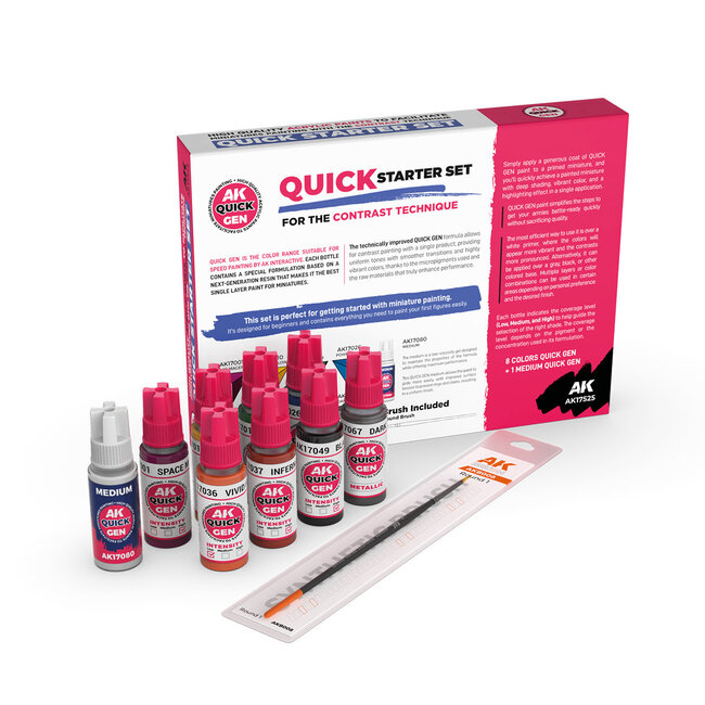 AK Interactive AK Interactive: Quick Starter Set (8 Quick Gen, 1 Medium, 1 Brush)