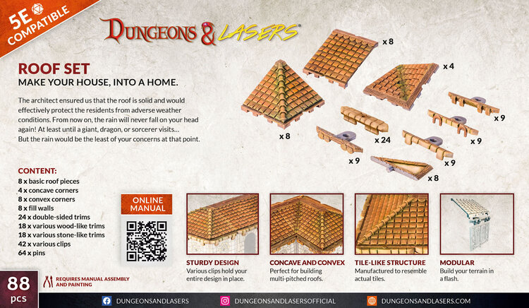 Archon Studio Archon Studio - Dungeons & Lasers: Roof Set - Make Your House, Into a Home