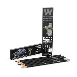 AK Interactive Weathering Pencils - Black & White - Shading & Effects Set