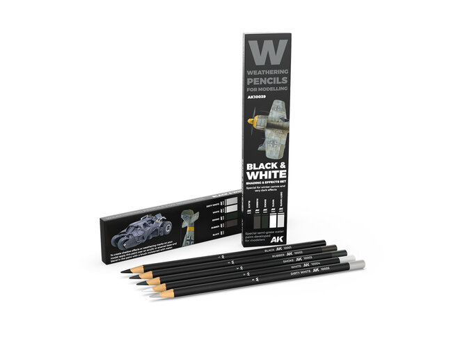 AK Interactive Weathering Pencils - Black & White - Shading & Effects Set