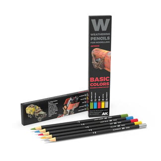 AK Interactive Weathering Pencils - Basic Colors - Shading & Demotion Set