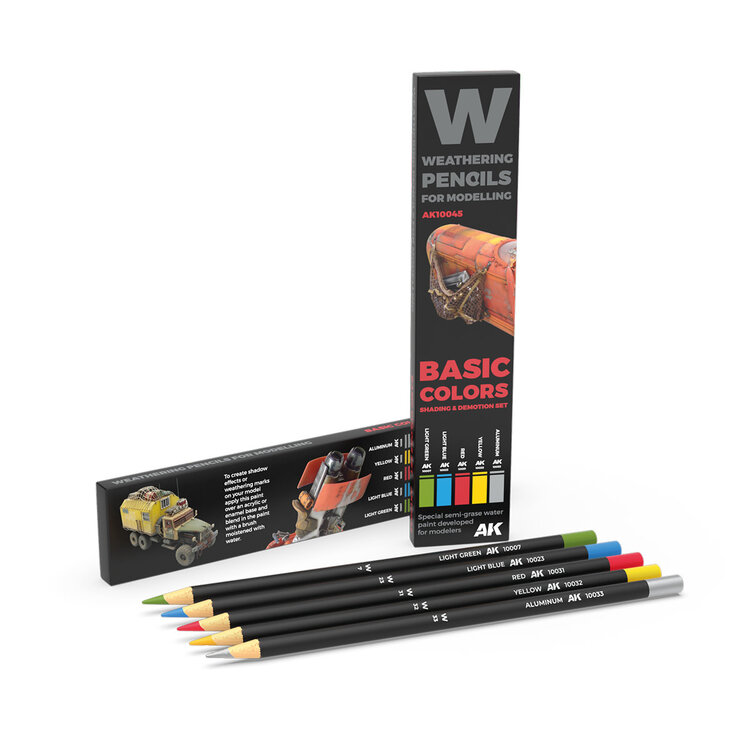 AK Interactive AK Interactive: Weathering Pencils - Basic Colors - Shading & Demotion Set