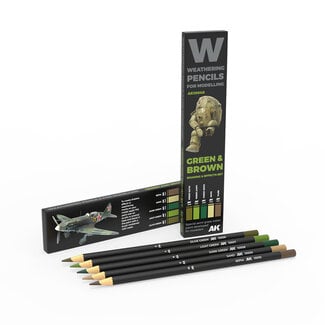 AK Interactive Weathering Pencils - Green & Brown - Shading & Effects Set
