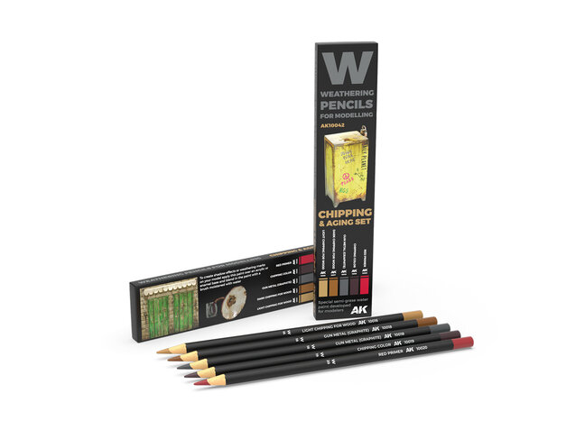 AK Interactive Weathering Pencils - Chipping & Aging Set