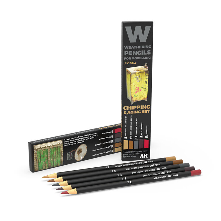 AK Interactive AK Interactive: Weathering Pencils - Chipping & Aging Set