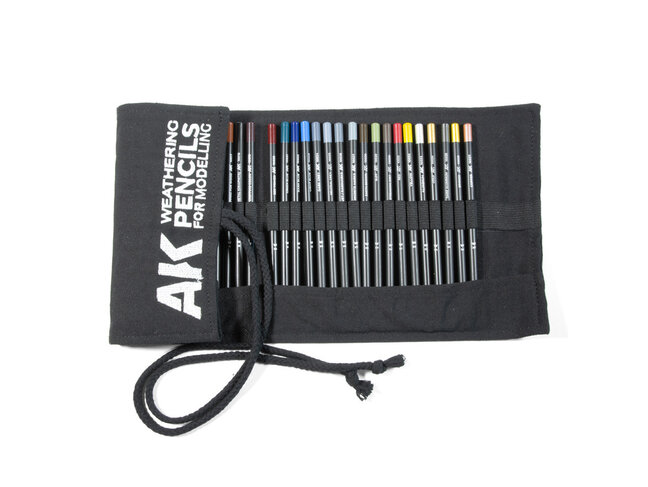 AK Interactive Full Range: Weathering Pencils - Cloth Case - 37 Units