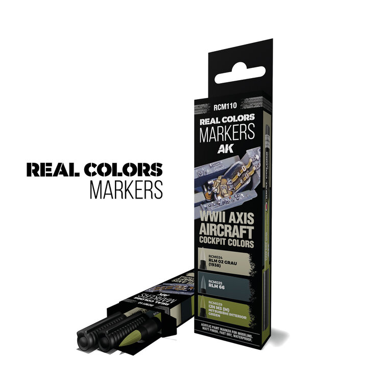 AK Interactive AK Interactive: Real Colors Markers Set - WWII AXIS Aircraft Cockpit Colors
