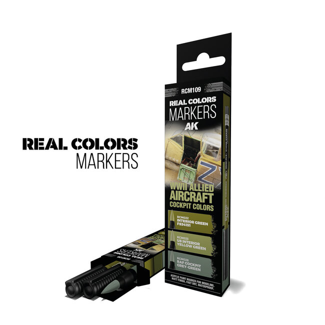 AK Interactive AK Interactive: Real Colors Markers Set - WWII Allied Aircraft Cockpit Colors