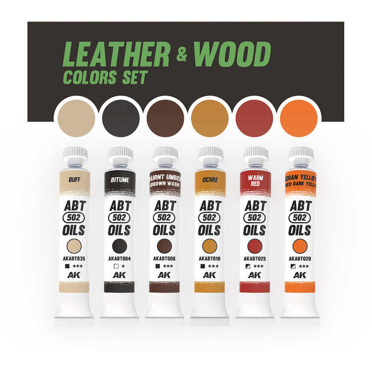 Abteilung 502 AK Interactive - ABT 502: Oils - Leather & Wood Colors Set