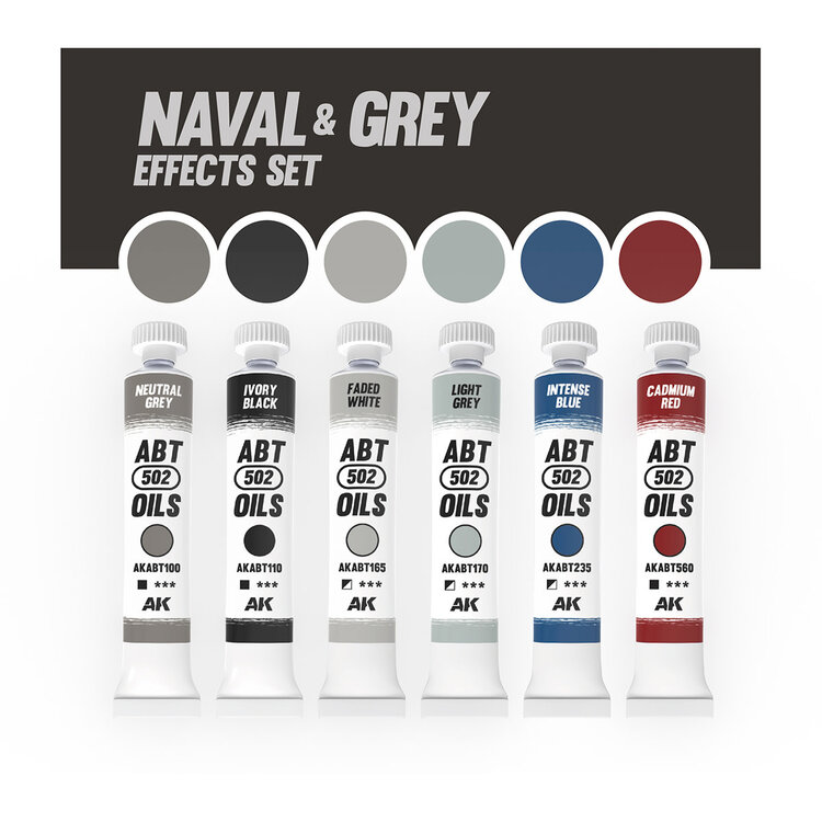 Abteilung 502 AK Interactive - ABT 502: Oils - Naval & Grey Effects Set