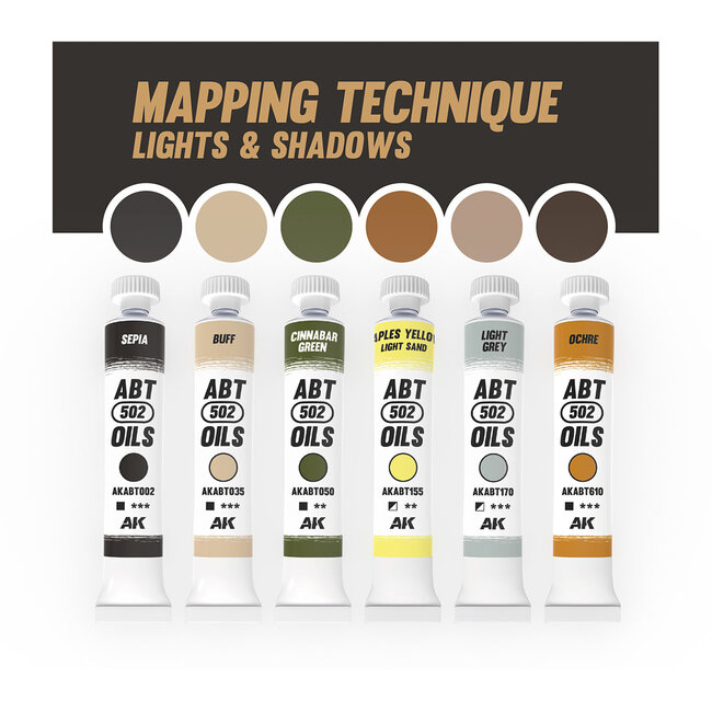 Abteilung 502 AK Interactive - ABT 502: Oils - Mapping Technique Lights & Shadows Set