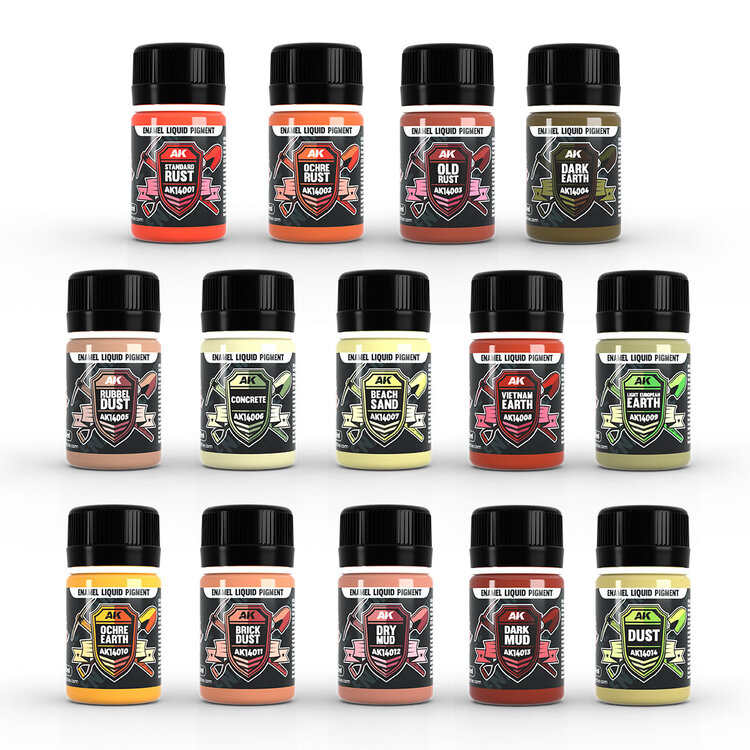 AK Interactive AK Interactive - Full Range: Enamel Liquid Pigments - 14 Units