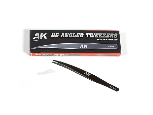 AK Interactive HG Angled Tweezers - Flat-End