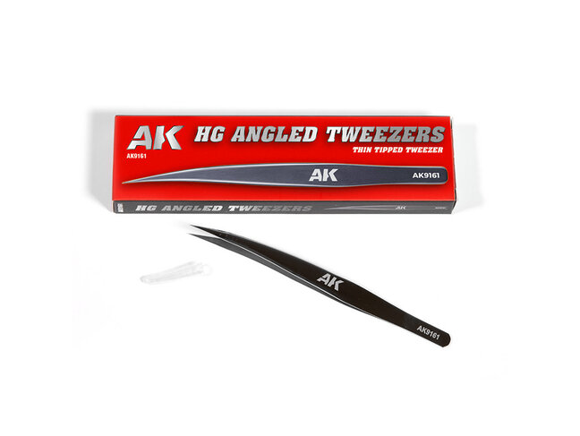AK Interactive HG Angled Tweezers - Thin Tipped