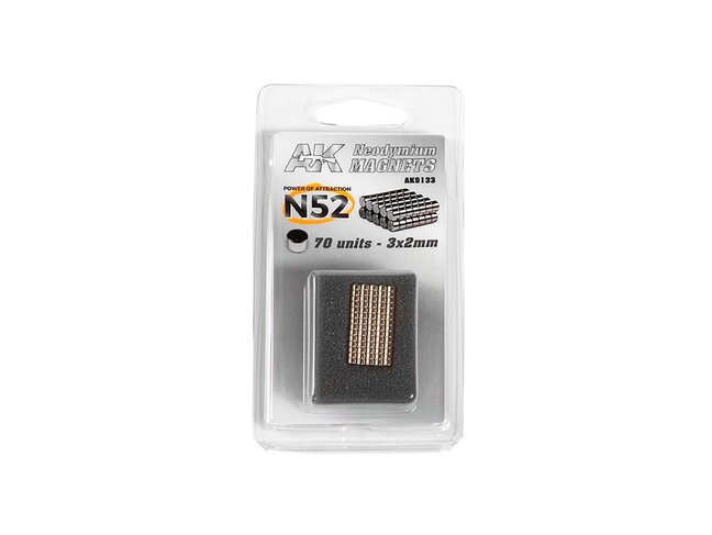 AK Interactive Neodymium Magnet - 3x2mm - N52 (70 Units)