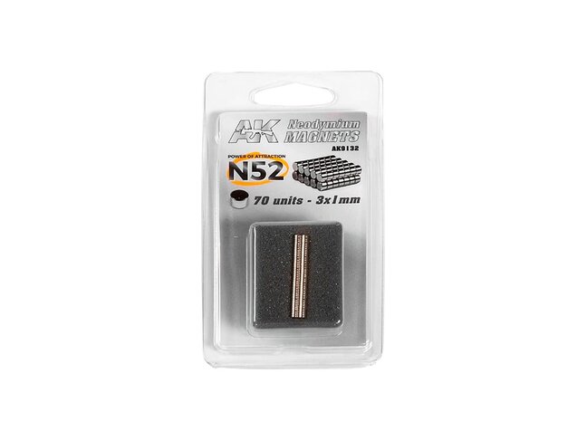 AK Interactive Neodymium Magnet - 3x1mm - N52 (70 Units)