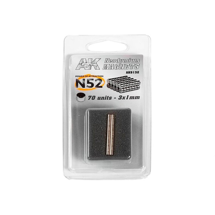 AK Interactive AK Interactive: Neodymium Magnet - 3x1mm - N52 (70 Units)