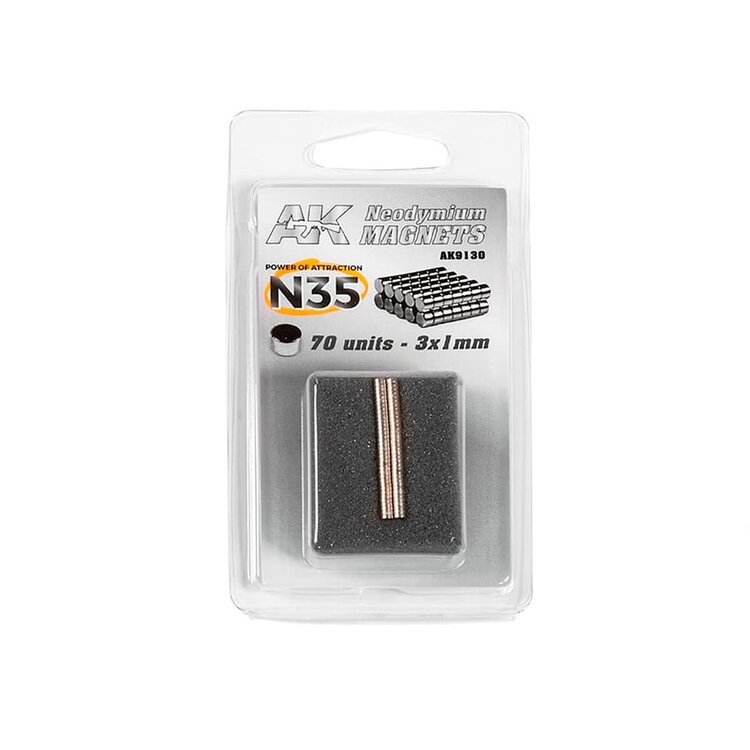 AK Interactive AK Interactive: Neodymium Magnet - 3x1mm - N35 (70 Units)