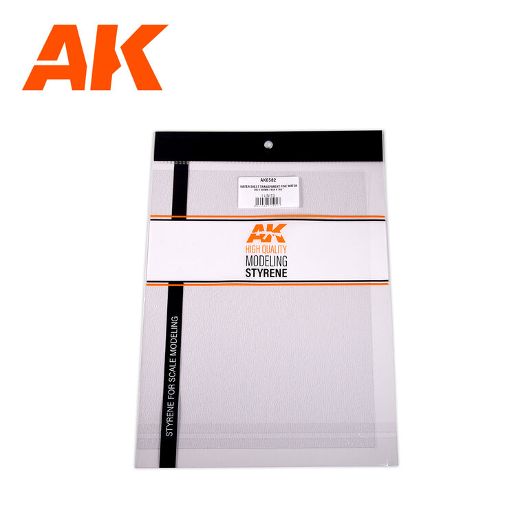 AK Interactive AK Interactive: Textured Styrene Sheet - Water Sheet Transparent - Fine Water - 245 x 195mm (1 Unit)