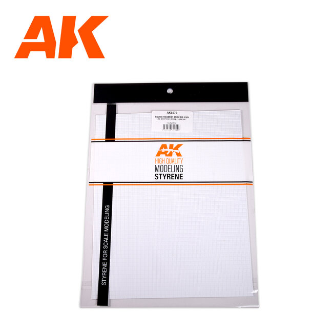 AK Interactive AK Interactive: Textured Styrene Sheet - Square Pavement Brick Big - 0.5mm - 245 x 195mm (1 Unit)