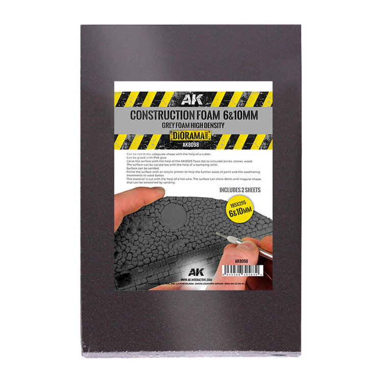 AK Interactive AK Interactive: Construction Foam - 6mm & 10mm - Black - High Density - 195 x 295mm (2 Units)