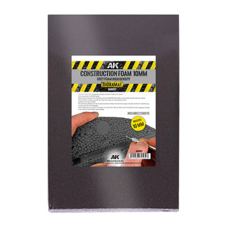 AK Interactive Construction Foam - 10mm - Black - High Density - 195 x 295mm (2 Units)