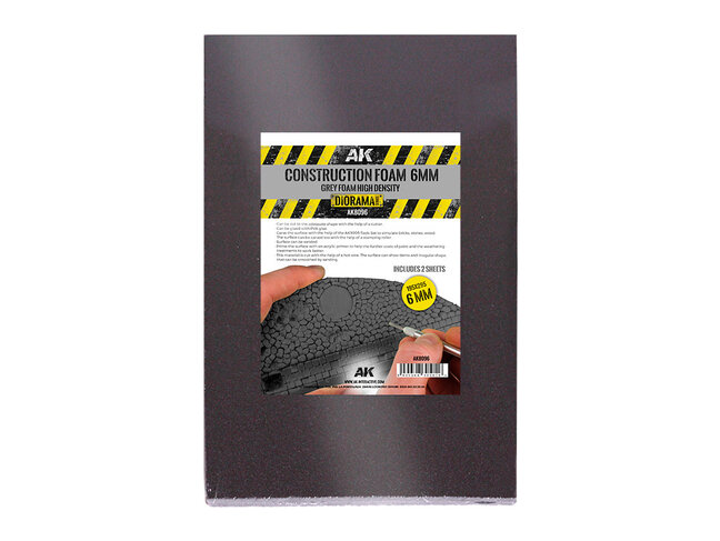 AK Interactive Construction Foam - 6mm - Black - High Density - 195 x 295mm (2 Units)