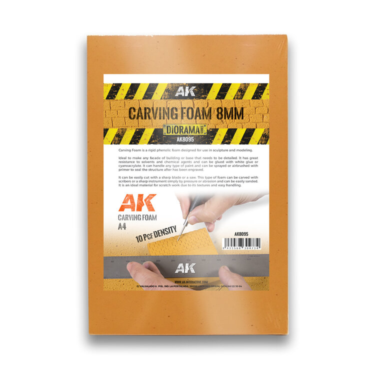 AK Interactive AK Interactive: Carving Foam  - 8mm - A4