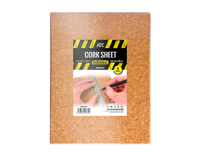 AK Interactive Cork Sheet - Coarse Grained - 6mm - 200 x 290mm (1 Unit)