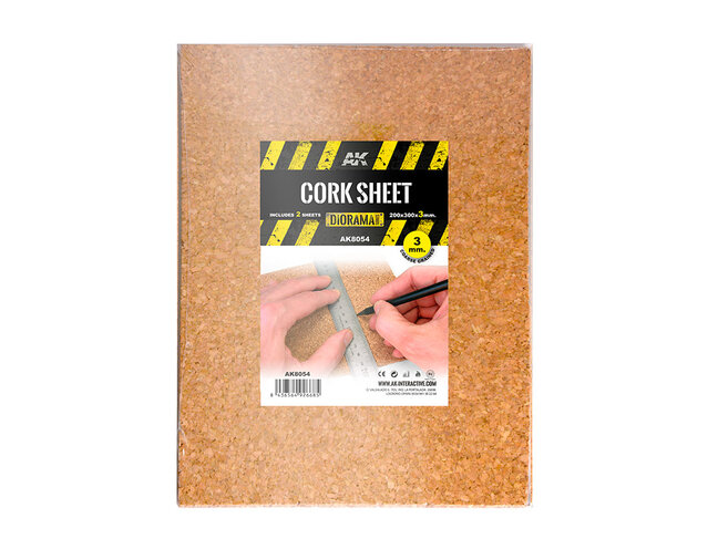 AK Interactive Cork Sheet - Coarse Grained - 3mm - 200 x 300mm (2 Units)