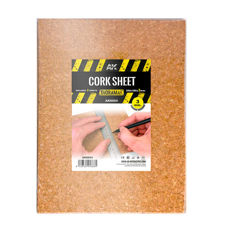 AK Interactive AK Interactive: Cork Sheet - Coarse Grained - 3mm - 200 x 300mm (2 Units)