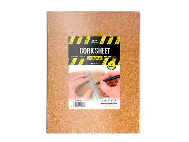 AK Interactive Cork Sheet - Coarse Grained - 2mm - 200 x 300mm (2 Units)