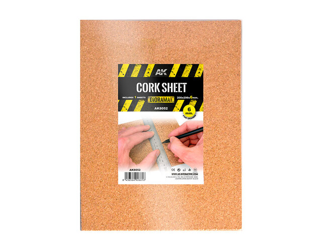 AK Interactive Cork Sheet - Fine Grained - 6mm - 200 x 300mm (1 Unit)