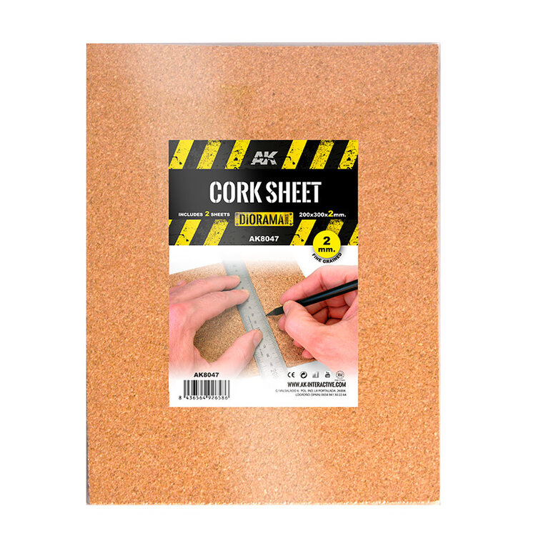 AK Interactive AK Interactive: Cork Sheet - Fine Grained - 2mm - 200 x 300mm (2 Units)