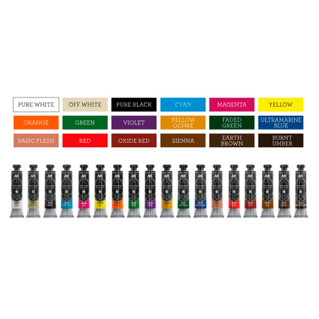 AK Interactive Deluxe Edition Box - Artist Dense Acrylic Color - Basic Colors