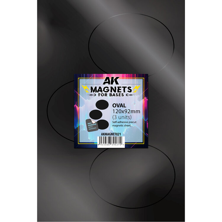 AK Interactive AK Interactive - Wargame: Magnetic Sheet for Bases - Oval 120x92mm (3 Bases)