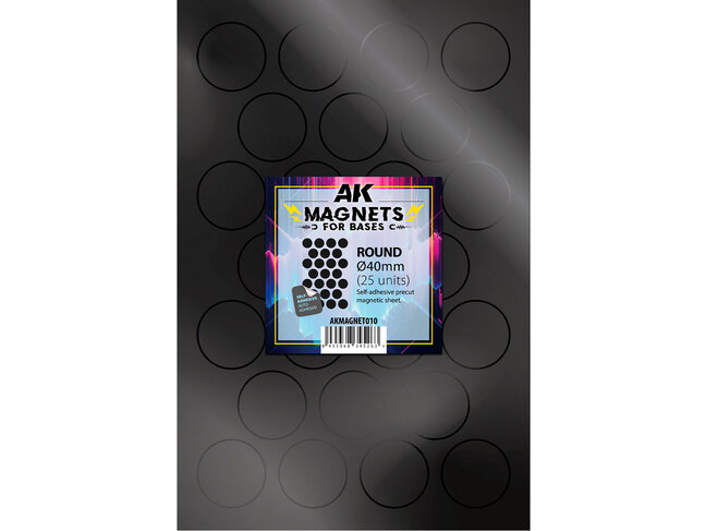AK Interactive Magnetic Sheet for Bases - Round 40mm (25 Bases)