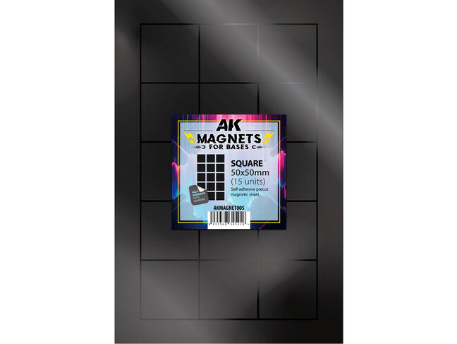 AK Interactive Magnetic Sheet for Bases - Square 50x50mm (15 Bases)